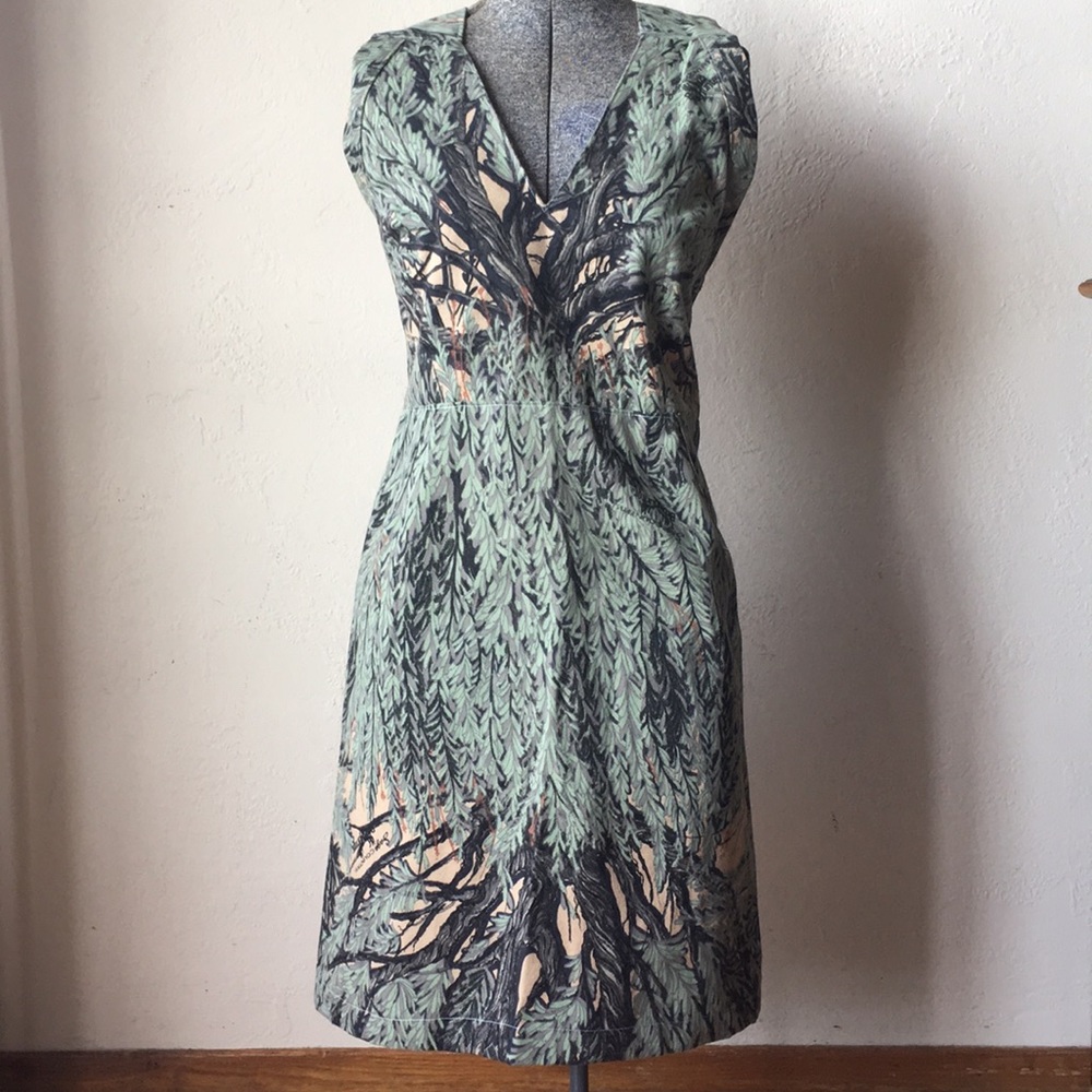 Camo hunter vneck mid length cotton green dress